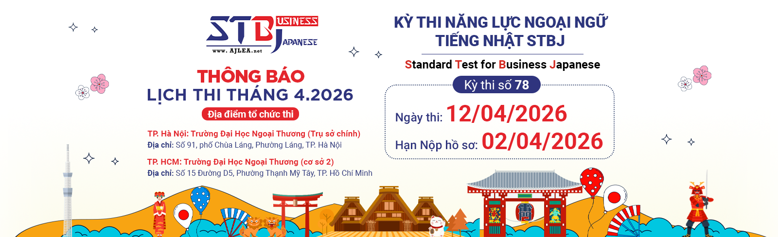 THÔNG BÁO LỊCH THI STBJ T4.2026