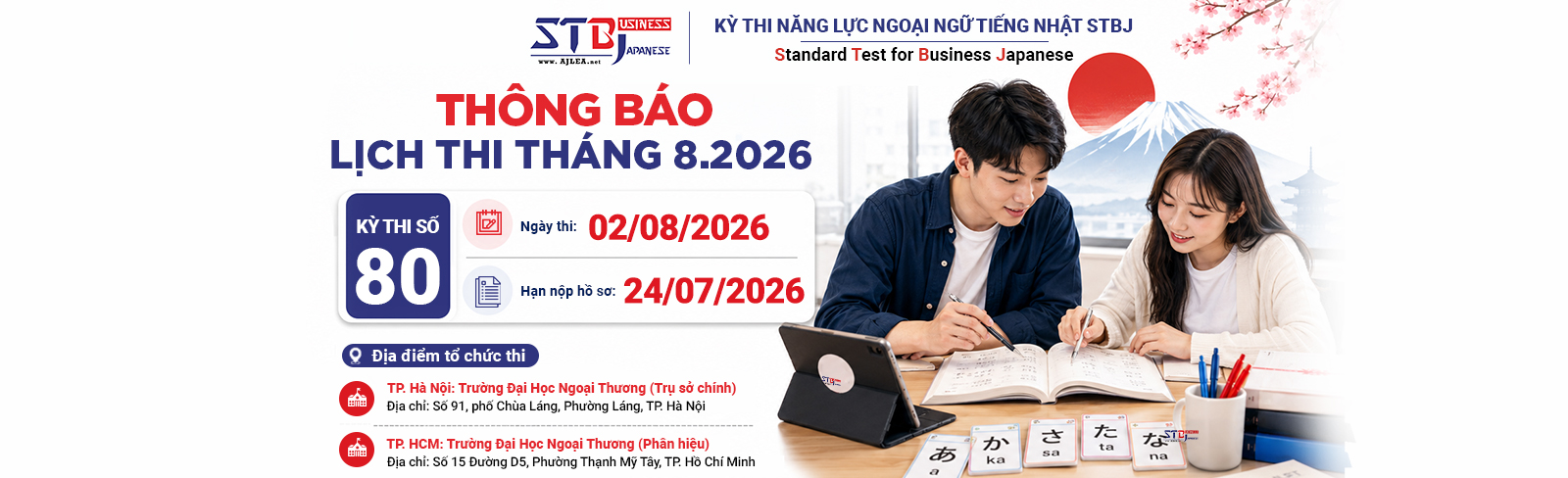 THÔNG BÁO LỊCH THI STBJ T8.2026